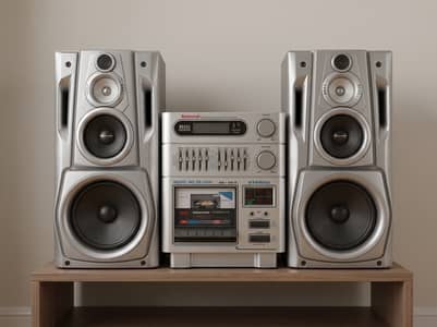 Vintage Stereo Music System | Amplifier + Cassette Deck + 2 Speakers |