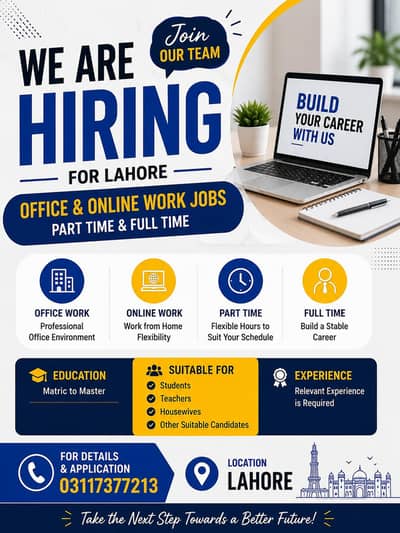 Office & Online Work Jobs in Lahore – Part Time & Full Time