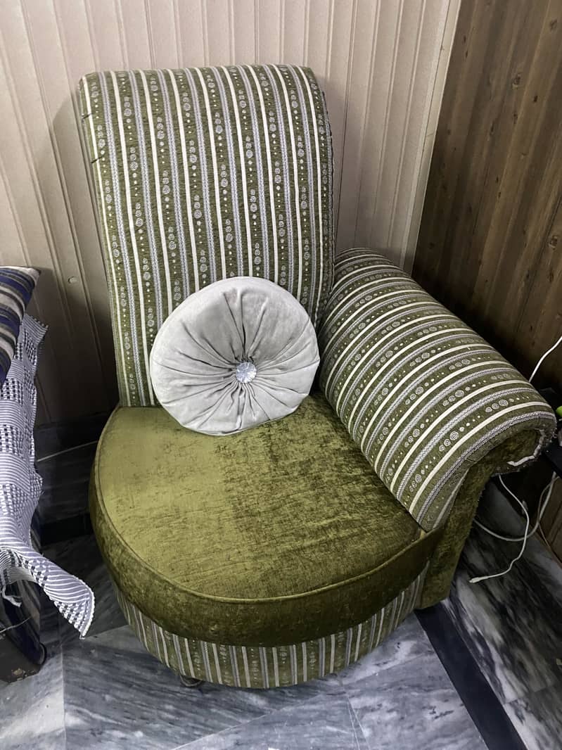 Green Long Back Sofa Set 5