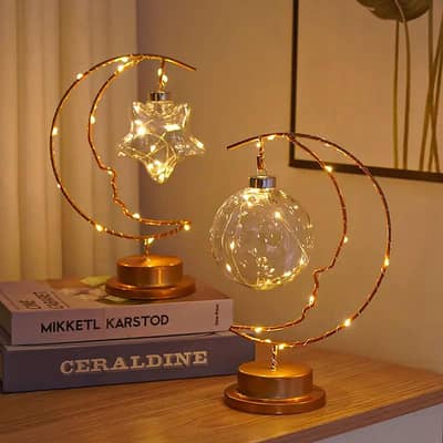 The elegant moon-shaped design with warm LED lights 