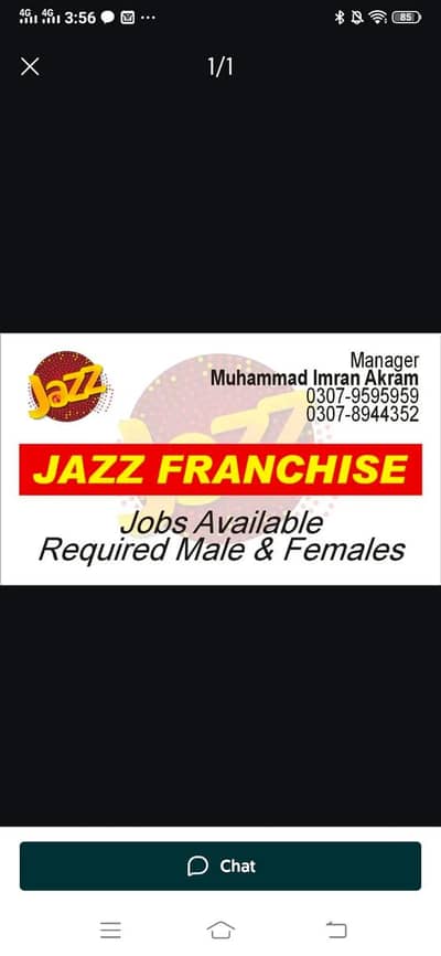 jazz Franchise per job k leay larko or larkio ki zarorat hai