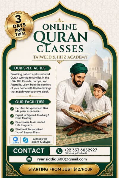 Online Quran Classes with Tajweed For Overseas Students (US/UK/CANADA)