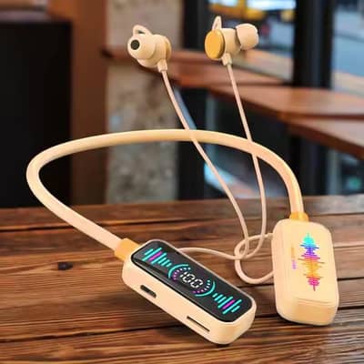 Wireless Bluetooth Display Neckband with RGB Lights