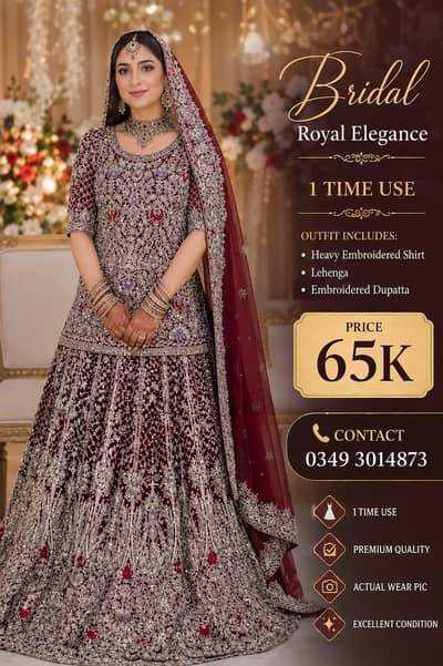 Mehroon Bridal Dress | Barat Dress | Wedding Dress For Sale
