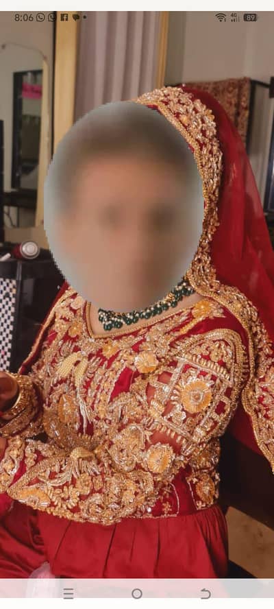 fresh condition red wedding sharara heavy handwork