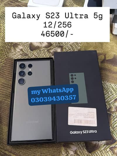 Samsung Mobile S23 Ultra 12GB 256GB full box Whatsapp no 03039430357