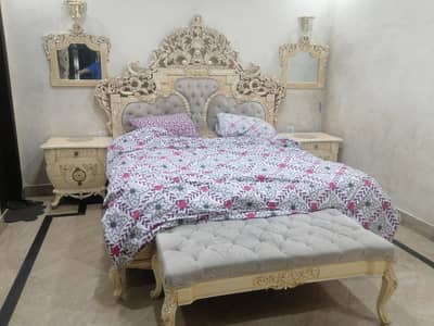 Complete Used Bedroom Furniture Set | Bed, Dressing Table, TV Rack
