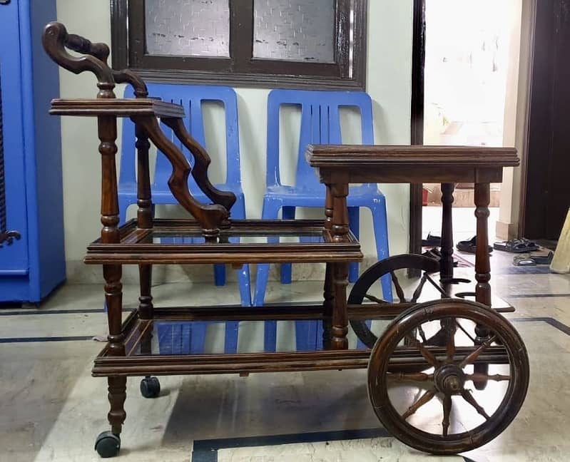 Premium Chinioti Solid Wood Tea Trolley 0
