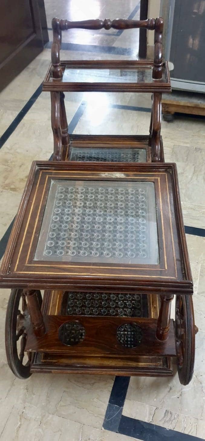 Premium Chinioti Solid Wood Tea Trolley 1