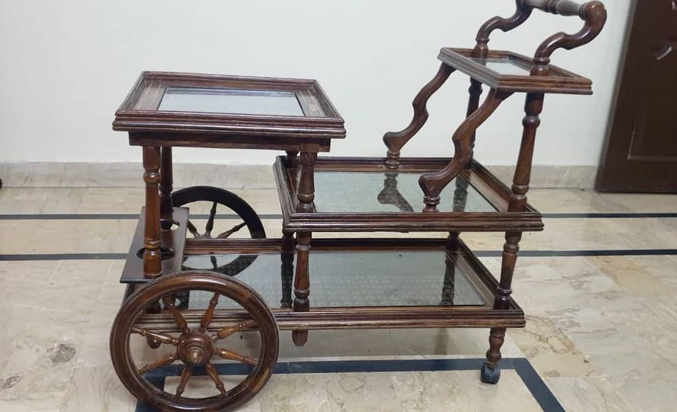 Premium Chinioti Solid Wood Tea Trolley 2