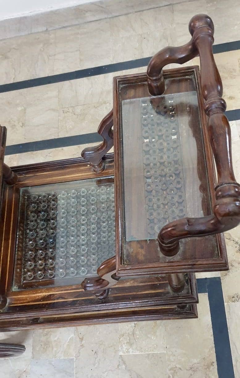 Premium Chinioti Solid Wood Tea Trolley 4