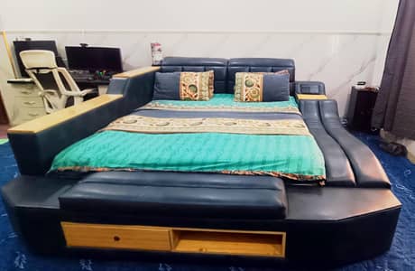 Modern Bed, Mix Leather with built-in speaker and media screen