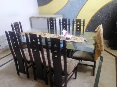 8 Seater Dining Table Set with 8 Chairs | Wooden Dining Table | Lahore