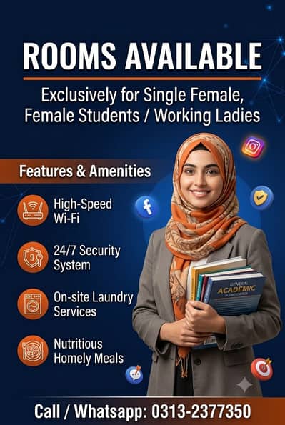 Room Available For Female Student, Working Lady, Single Woman