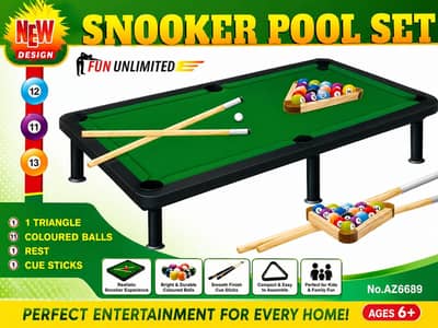 Fun Unlimited Minni Snooker Pool Table st 11 balls + cubes-sargodha