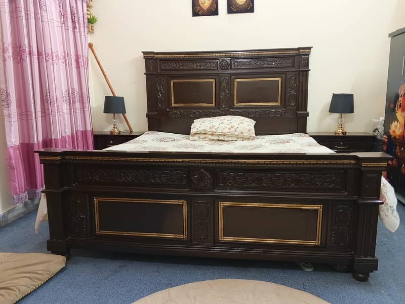 Full Solid wood king size bed set 2