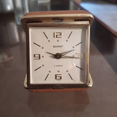 Belmont 2 jewels mechanical travel clock german vintage 1960s