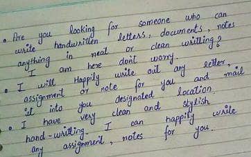 Online Handwritten Assignment & Notes Writing