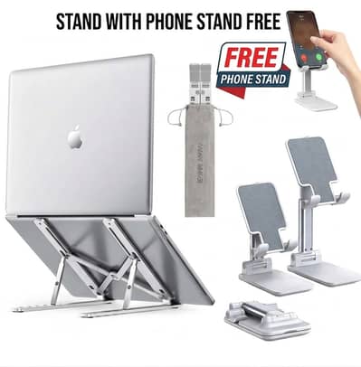 Ergonomic Adjustable Laptop Stand Holder for Desk with FREEMobilestand