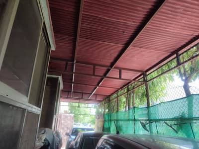 55 Foots Fully Covered Long Iron Shade (Wall Mounted) For 3 Cars Space