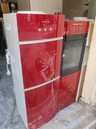 glasss door water dispenser with mini fridge