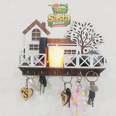 Key & Phone Wall Holder Dark Wood