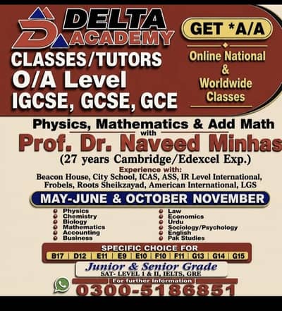 Online/Home tution & classes IGCSE,GCE A/O level Cambridge/Edexcel