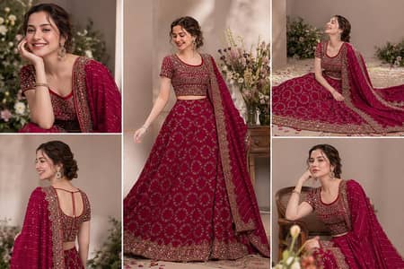 Almost brand new Bridal Wedding dress available in Reddish pink color