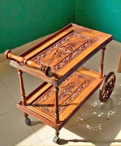 wooden tea trolley