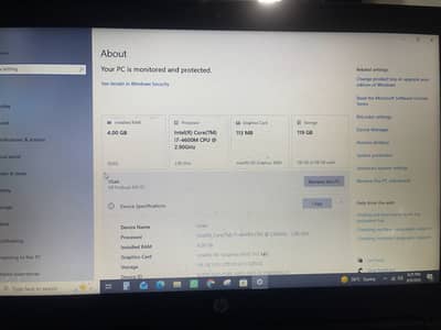 HP Intel(R) Core(TM) 17-4600M CPU @ 2.90GHz 128 SSD 4 gb RAM