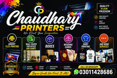 Flex Print 3d Wallpaper Visiting cards Broushers 3d Sign boards Shirt