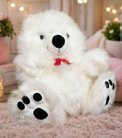 Teddy bear cute white fluffy 20 inches