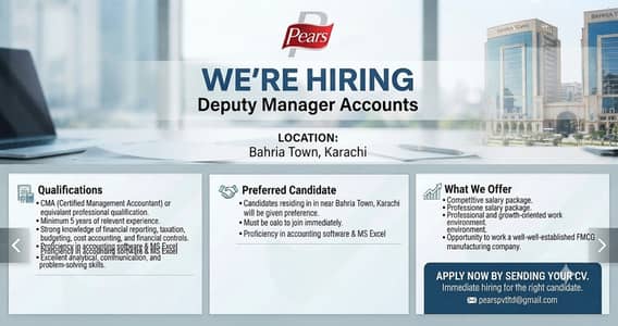 Bahria Town Karachi Residents only-DEPUTY MANAGER ACCOUNTS