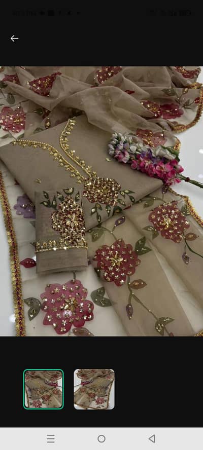 organza 2 pieces unstitch suit