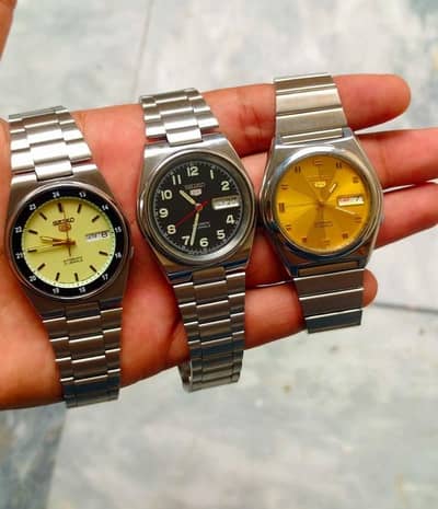 Vintage Seiko 5 automatic watch - 21 Jewels  Back glass Back glass
