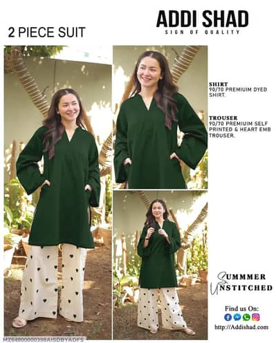 Women Green Unstitched 2-Piece Lawn Suit with Embroidered Trouser