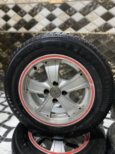Yokohama 15 Inch Tyres with Alloy Rims – 4 Pcs – Excellent Condition
