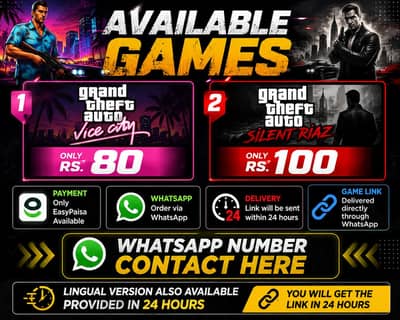 gta vice city rs 80 and gta Silent riaz rs 100 for sale