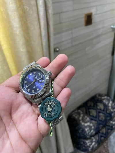 Rolex Datejust Blue Dial Watch - Silver Steel Strap (Oyster Perpetual)
