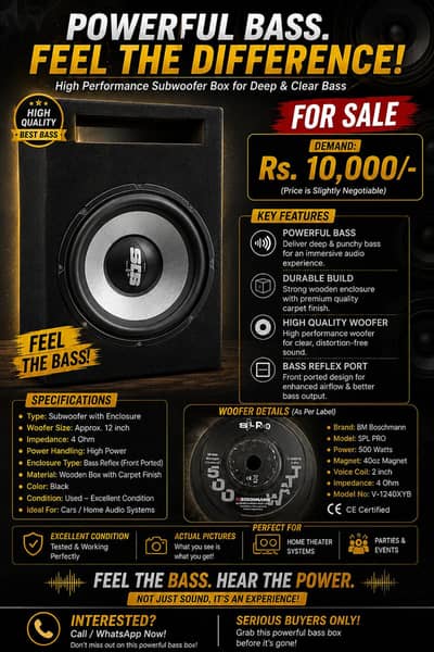 BM Boshchmann SPL PRO 12 INCHES WOOFER WITH PORTED BOX