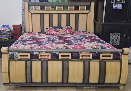 wooden deco paint bed ,mirror and diamond spring 10inch mattress