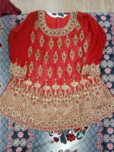 3-Piece Bridal Lehenga | Bright Red Bridal Dress | Large Size