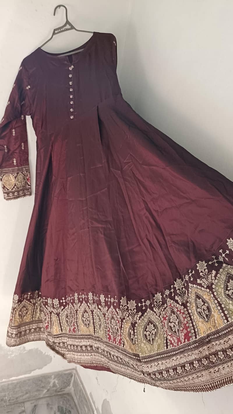 Raw silk long maxi with sequence work 0