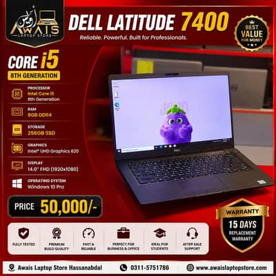 Dell 7400 i5 8th Generation Ram8gb SSD 256gb