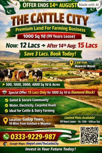 1000 Sq Yd (99 Years Lease – Secure Investment) SIRF Rs. 12 Lac