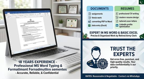 Professional MS Word Typing, Formatting & Assignment Services