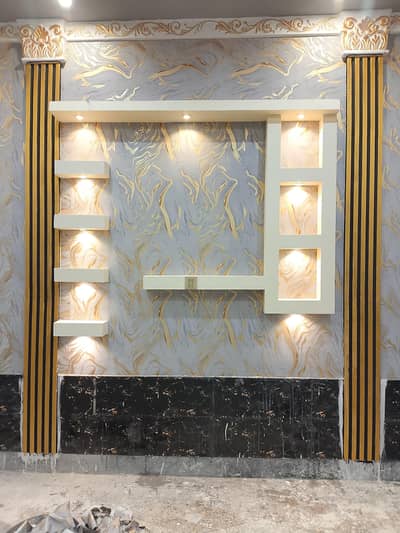 Wallpaper,Wooden Flooring and walk Palling.