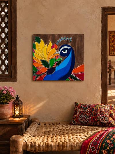 Handmade Peacock Acrylic Painting – Wall Decor 