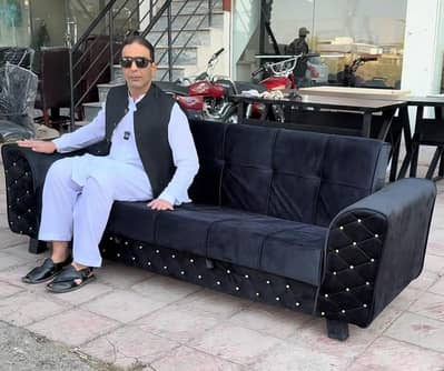 sofa Cum bed black big size