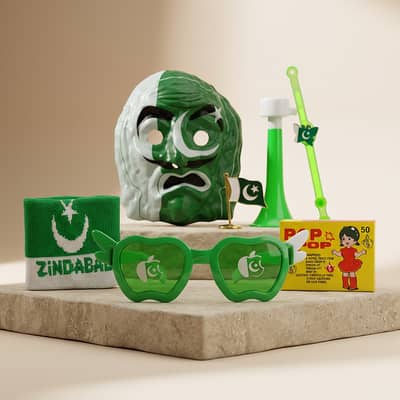 14th August Azaadi Kids Bundle 7Pcs ABS Green Pakistan Flag